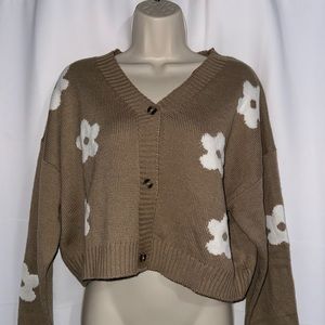 Size M, Brown cover up w/ white flowers